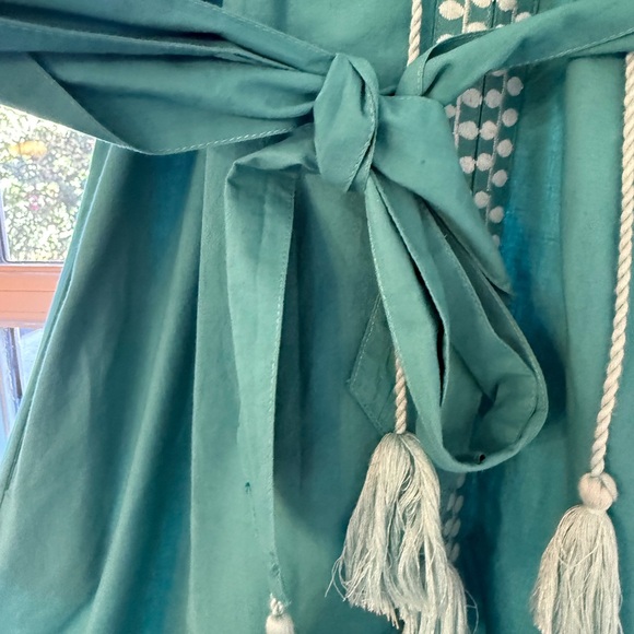 Julia Amory Teal Embroidered Zoe Caftan - Picture 3 of 10